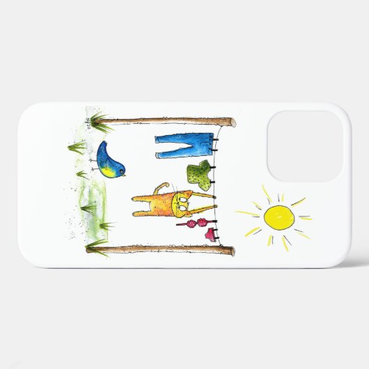 Whimsical Cat op een lijn Case-Mate iPhone Case (Achterkant (horizontaal))