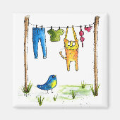 Whimsical Cat op een lijn Magneet (Voorkant)