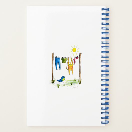 Whimsical Cat op een lijn Notitieboek (Achterkant)