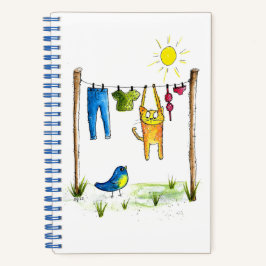 Whimsical Cat op een lijn Notitieboek