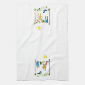 Whimsical Cat op een lijn Theedoek (Verticaal)