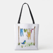 Whimsical Cat op een lijn Tote Bag (Achterkant)