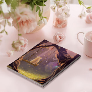 Whimsical Cat op een Swing Notitieblok