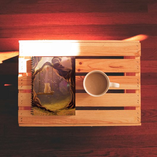 Whimsical Cat op een Swing Notitieboek