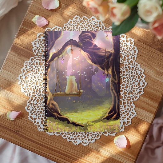 Whimsical Cat op een Swing Notitieboek