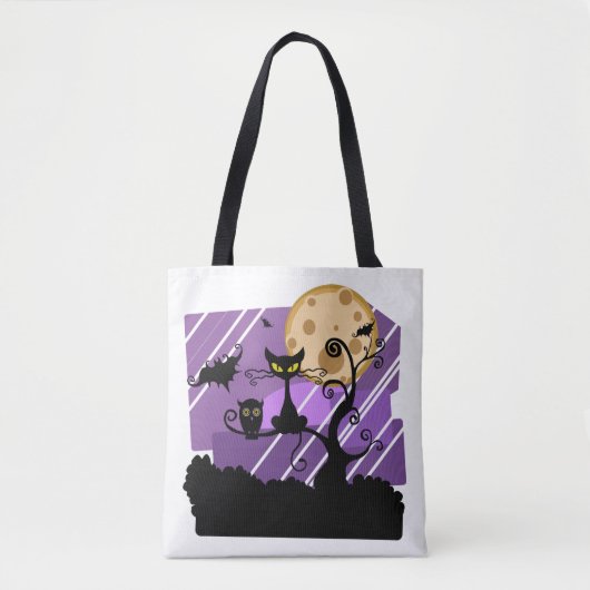 Whimsical Cat, Owl en Bat Tote Bag (Voorkant)
