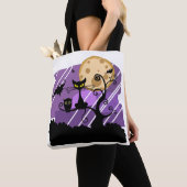Whimsical Cat, Owl en Bat Tote Bag (Dichtbij)