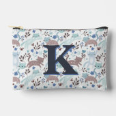 Whimsical Cat Pattern, Blauw Grijs Monogram Etui (Voorkant)