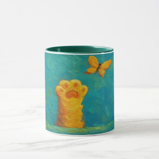 Whimsical Cat Paw Mok – Artistic Texture Style (Midden)