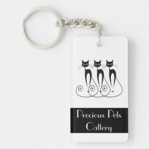 Whimsical cat PERSONALIZE Sleutelhanger