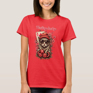 Whimsical Cat Poker Feest T-shirt