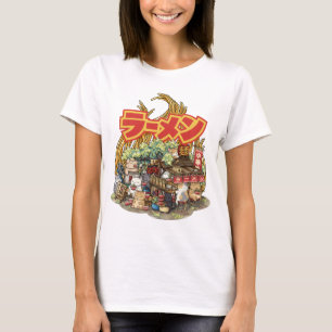 Whimsical Cat Ramen Noodle Stall T-shirt