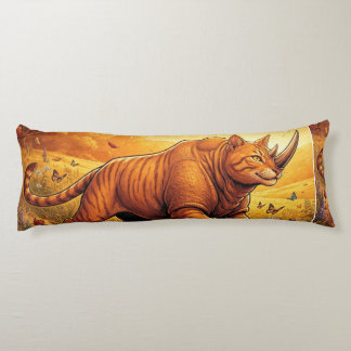 Whimsical Cat Rhino – Herfst Fantasie Gezellig Thu Lichaamskussen