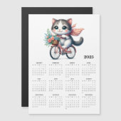Whimsical Cat Riding Bicycle 2025 Magneet Kalender (Voorkant / Achterkant)