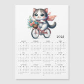 Whimsical Cat Riding Bicycle 2025 Magneet Kalender (Voorkant)