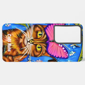 Whimsical Cat Samsung S21 Android Smart Phone Case Samsung Galaxy Hoesje (Linkerkant)