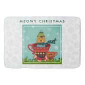 Whimsical Cat Sitting a Teacup Kerstmis Badmat (Voorkant)