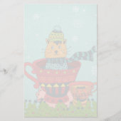 Whimsical Cat Sitting a Teacup Kerstmis Briefpapier (Voorkant)
