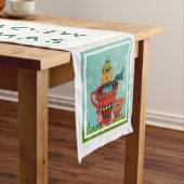 Whimsical Cat Sitting a Teacup Kerstmis Korte Tafelloper (Voorbeeld)