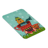 Whimsical Cat Sitting a Teacup Kerstmis Magneet (Rechterzijde)