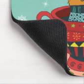 Whimsical Cat Sitting a Teacup Kerstmis Muismat (Hoek)