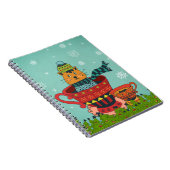 Whimsical Cat Sitting a Teacup Kerstmis Notitieboek (Rechterzijde)