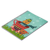 Whimsical Cat Sitting a Teacup Kerstmis Notitieboek (Linkerzijde)