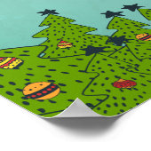 Whimsical Cat Sitting a Teacup Kerstmis Poster (Hoek)