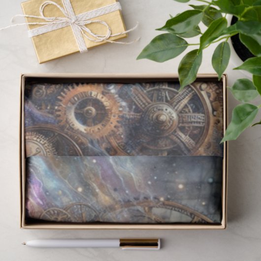 Whimsical Cat Steampunk Galaxy Quest Decoupage Tissuepapier (Geschenk)