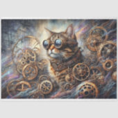 Whimsical Cat Steampunk Galaxy Quest Decoupage Tissuepapier (Voorkant)