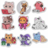 Whimsical Cat Sticker Pack (Voorkant)