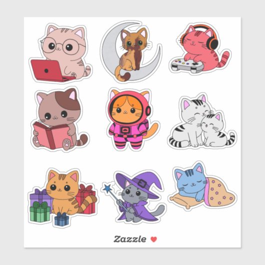 Whimsical Cat Sticker Pack (Vel)