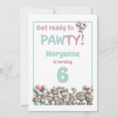 Whimsical Cat Watercolor Birthday Invitation Kaart (Voorkant)