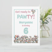 Whimsical Cat Watercolor Birthday Invitation Kaart (Staand voorkant)