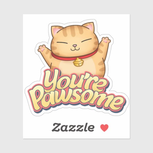 Whimsical Cat You're Pawsome Sticker (Vel)
