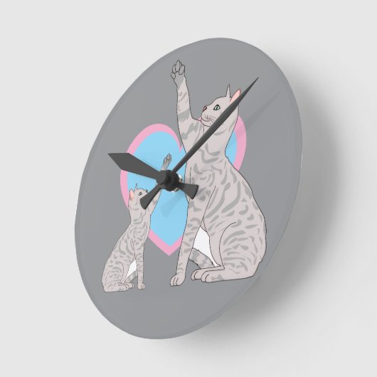 Whimsical Cats and Heart Design Round Clock Ronde Klok (Hoek)