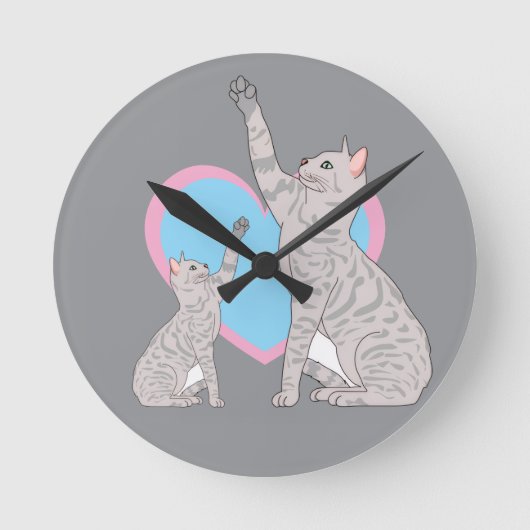 Whimsical Cats and Heart Design Round Clock Ronde Klok (Voorkant)