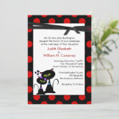 Whimsical Cats and Polka Dots Wedding Invitation Kaart (Staand voorkant)