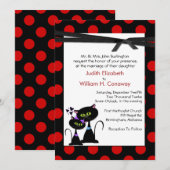 Whimsical Cats and Polka Dots Wedding Invitation Kaart (Voorkant / Achterkant)