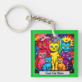 [Whimsical Cats] Colorful Pop Art Personal Photo  Sleutelhanger