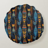 Whimsical Cats Egyptische AI Kunst Rond Kussen (Achterkant)