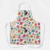 Whimsical Cats en Retro Bloemmotief Schort (Voorkant)