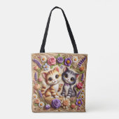Whimsical Cats & Floral Tas (Achterkant)