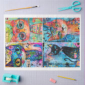 Whimsical Cats for Junk Journaling Mixed Media Tissuepapier (Craft)
