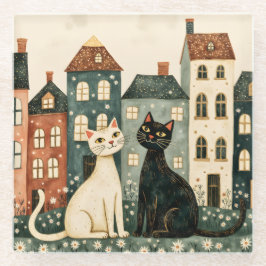 Whimsical Cats Glazen Onderzetter