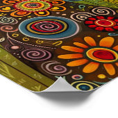 Whimsical Cats in Harmony: Kleurrijke volkskunst Poster (Hoek)