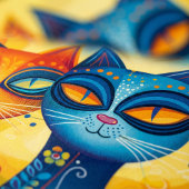 Whimsical Cats in Harmony: Kleurrijke volkskunst Poster