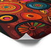 Whimsical Cats in Harmony: Kleurrijke volkskunst Poster (Hoek)