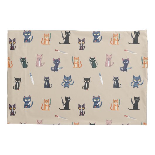 Whimsical Cats & Knives Kussensloop (Achterkant)