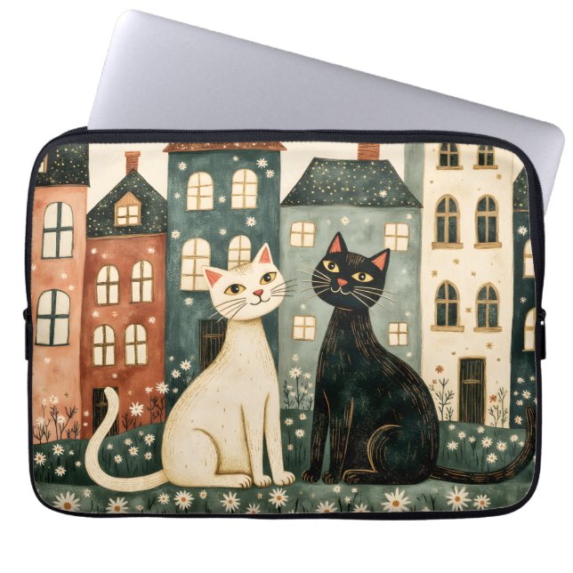 Whimsical Cats  Laptop Sleeve (Voorkant)